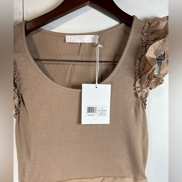 Rachel Parcell Women  Ruffle Tank Dress Warm Taupe Size 6 - Picture 6 of 11